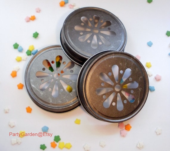 6 Mason Jar Daisy Lid - Antique Pewter - set of 6 Il_570xn