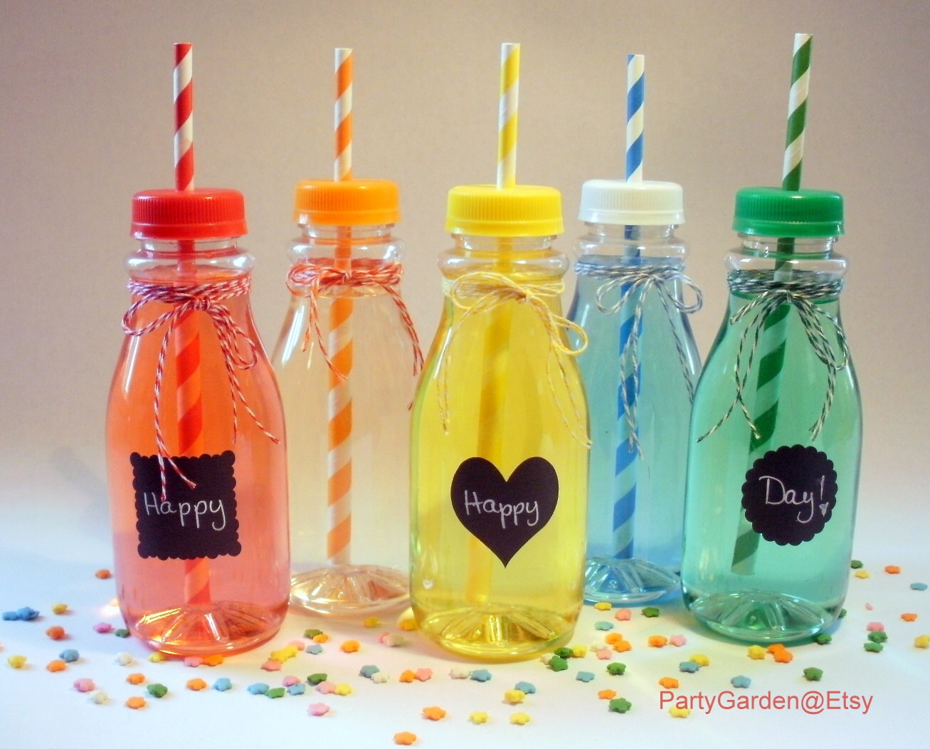 25 Vintage Clear Plastic Milk Bottles and Lids with Straw Etsy