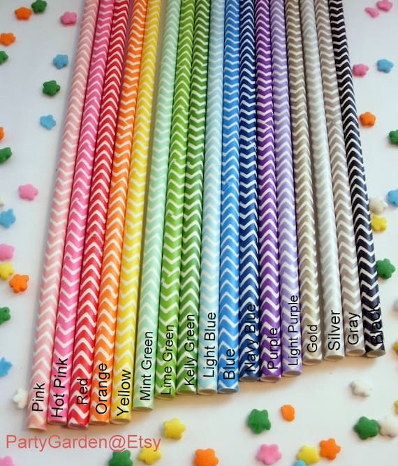 50 Chevron Paper Straws - Your Choice of Colors - Mix and Match Il_570xn