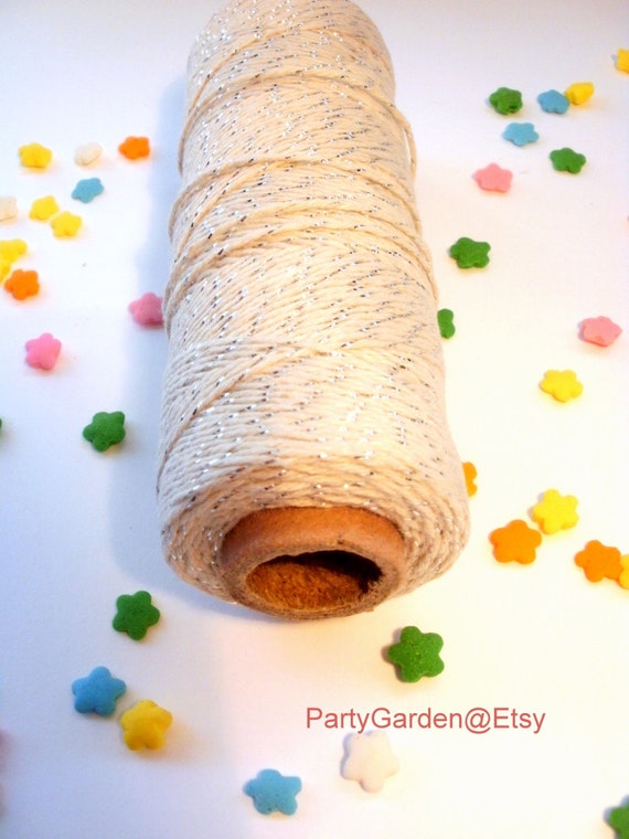 Bakers Twine Natural with Silver Metallic - 100 yard Spool Il_570xn