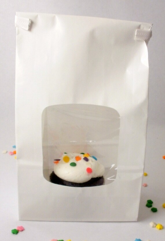 50 White Gloss or Kraft Window Bags - Tin Tie Bags Il_570xn
