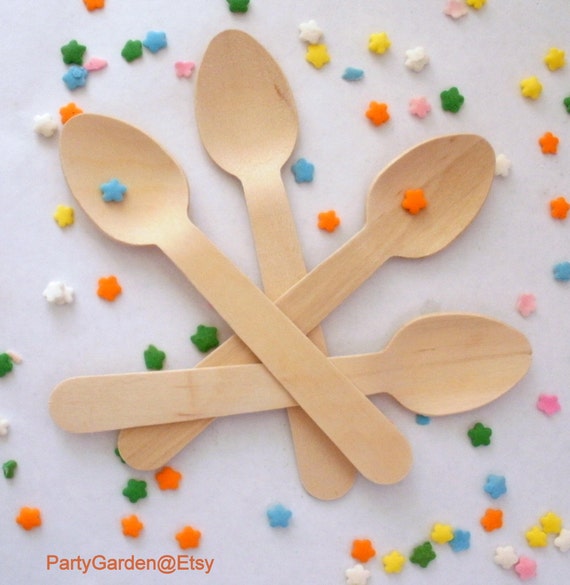 50 Medium Wooden Ice Cream Spoons - Perfect for Crafting and Stamping Il_570xn