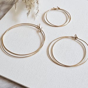 Minimalist Gold Hoops Earrings, 18 gauge Thin Hammered Hoops, 14k Gold Filled Lightweight Hoop Earrings, Birthday Gift for Her