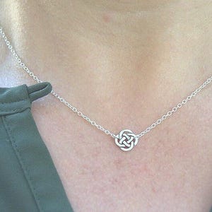 dainty silver celtic knot necklace, Irish jewelry, celtic necklace, minimalist everyday necklace, endless knot, sterling silver chain image 1