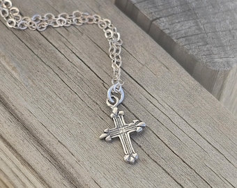 Dainty Sterling Silver Cross Necklace: Minimalist Christian Jewelry