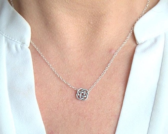 Silver Tiny Celtic Knot Necklace: Irish Jewelry