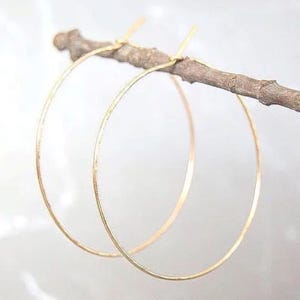 Extra Thin Gold Hoop Earrings • Hammered Or Smooth Hoops • Classic 14K Gold Filled Hoops • Lightweight Everyday Hoop Earrings • Gift For Her