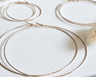 Thin Gold Hoops, Large 14k gold filled Hoop Earrings, Minimalist Small Hoop Earrings, 1", 1.5", 2", 2.5", 3"