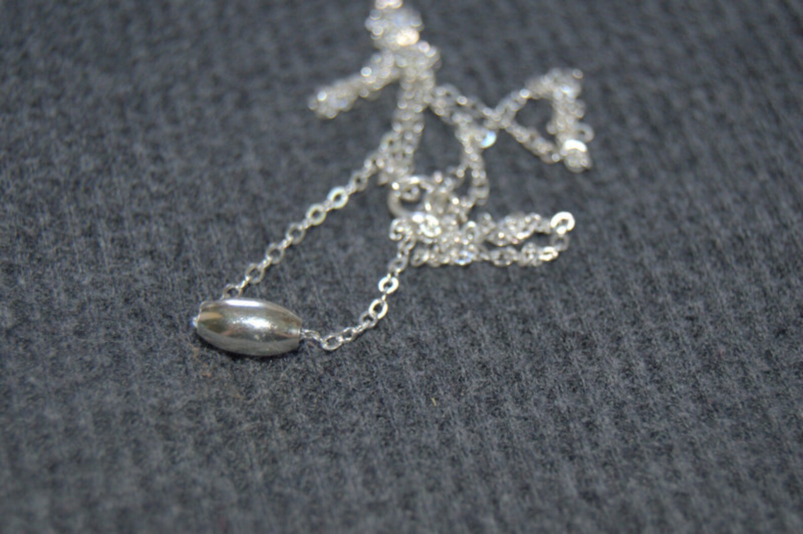 Sterling Silver Tiny Bead Necklace Oval Bead Necklace Etsy