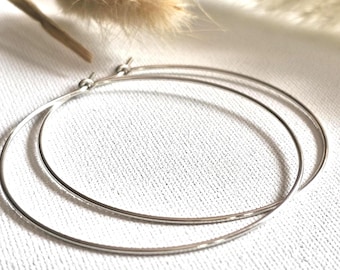 Sterling Silver Hoops, Thin Silver Hoop Earrings, 18 gauge Small to Large