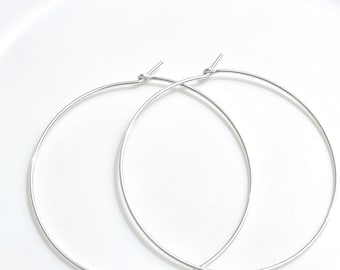 Sterling Silver Thin Hoop Earrings  • 1.5 inch • 2 inch • 2.5 inch • 3 inch • Lightweight Hoops