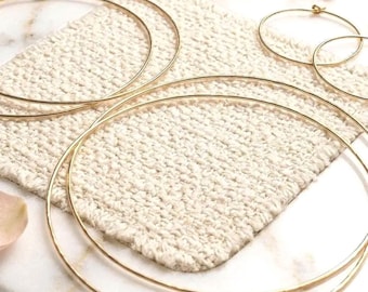 14k Gold Filled Hoop Earrings •Thin Hammered Gold Hoops • Everyday Lightweight Hoop Earrings • Minimalist Jewelry Gift For Her
