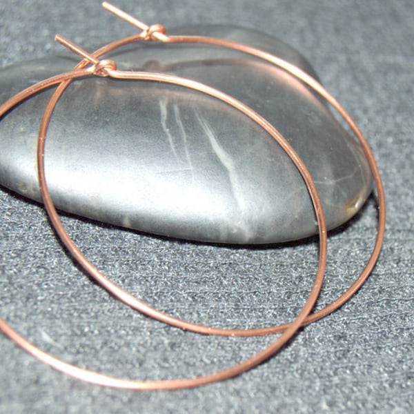 thin copper hoop earrings, large hoops, 1.5", 2", 2.5", 3", small hoop earrings, big hoop earrings, copper hoops