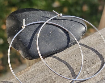 Thin Silver Hoop Earrings • 925 Solid Sterling Silver Hoops • 1.5 to 3 inch Lightweight Hoop Earrings • Minimalist Jewelry Gift For Her