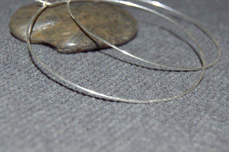 sterling silver hoop earrings, thin silver hoop earrings, large hoop earrings, silver hoops, hammered hoop earrings image 3