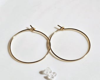 1 inch 14k gold filled hoop earrings, 1" lightweight hoops, everyday small hoop earrings