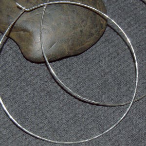 sterling silver hoop earrings, thin silver hoop earrings, large hoop earrings, silver hoops, hammered hoop earrings image 4