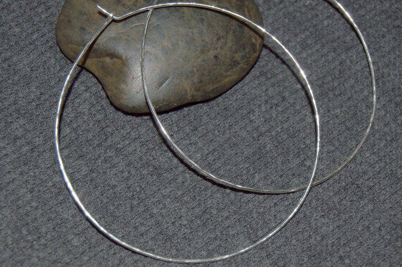 sterling silver hoop earrings, thin silver hoop earrings, large hoop earrings, silver hoops, hammered hoop earrings image 4