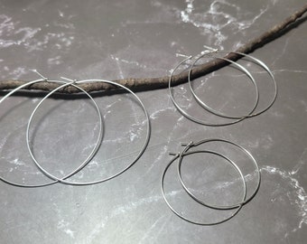 extra thin sterling silver hoop earrings, circle earrings, silver hoops, hammered or smooth