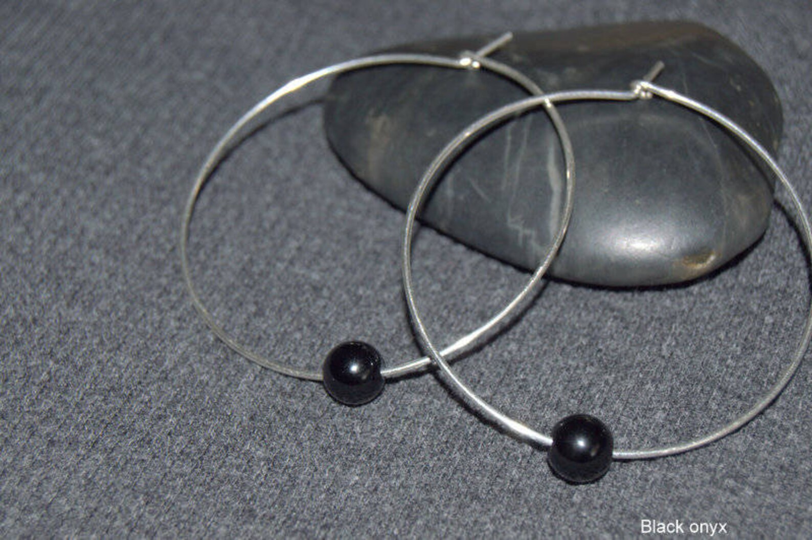 BH Black Onyx hoop earrings main image 1