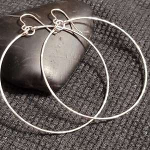 Boho Chic Sterling Silver Drop Hoop Earrings, Bohemian Style Dangle Hoops, Trendy Silver Hoop Earrings, Large Hoop Earrings