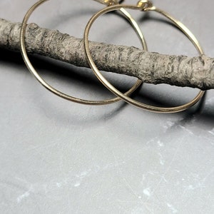 thin 14k gold filled hoop earrings, small to large 1.5&quot;, 2&quot; ,2.5&quot;, 2.75&quot;, 3&quot; smooth finish gold hoops