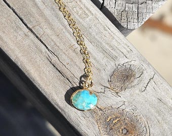 Gold Dainty Turquoise Necklace, Gold Filled Chain, Gemstone Jewelry Gift for Her
