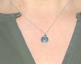 Celtic knot necklace on sterling silver chain, Irish symbol jewelry
