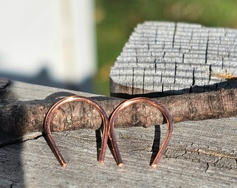 simple thin arc wire hoop earrings, dainty copper horseshoe earrings