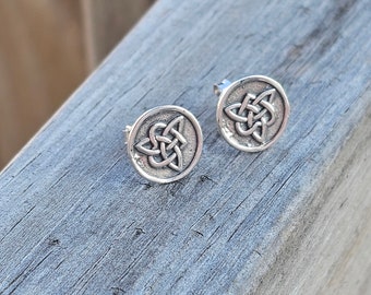 Pendientes de plata de ley con nudo celta – Joyería irlandesa, 10 mm
