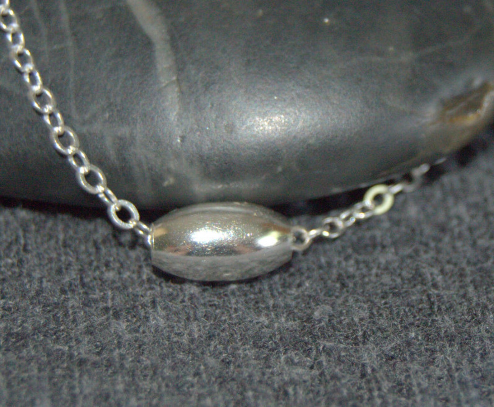 Sterling Silver Tiny Bead Necklace Oval Bead Necklace Etsy