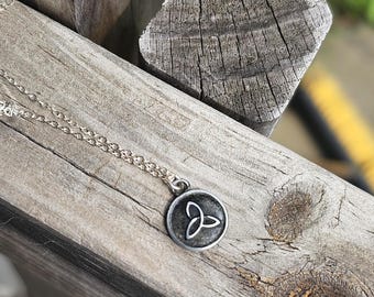 Celtic triangle knot necklace on sterling silver chain, Triquetra Pendant, Irish jewelry, Trinity knot necklace