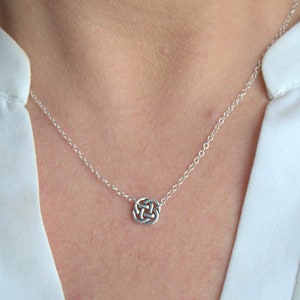 tiny Celtic knot necklace, Irish jewelry, minimalist everyday necklace, silver Celtic necklace, endless knot
