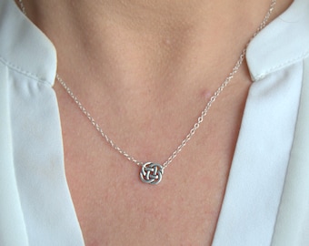 Silver Tiny Celtic Knot Necklace: Irish Jewelry