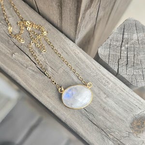 natural moonstone necklace, gold filled chain, June birthstone jewelry