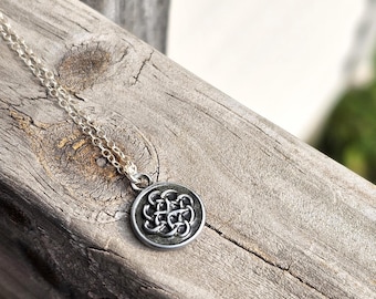 Round Celtic knot necklace on sterling silver chain, Dainty Irish jewelry, Celtic Charm Pendant, Birthday Gift