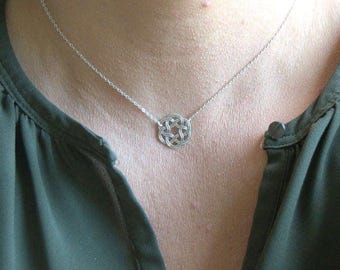 Round Celtic Knot Pendant Necklace - 925 Sterling Silver Every Day Irish Jewelry