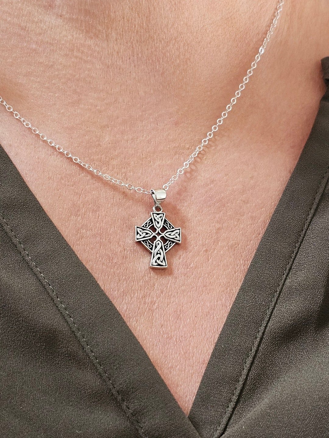 Celtic Cross Necklace Sterling Silver Irish Jewelry - Etsy