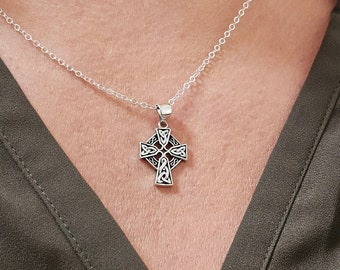 Celtic cross necklace sterling silver Irish jewelry