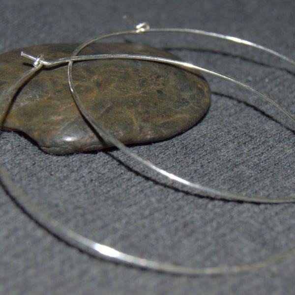 classic thin hammered hoop earrings, solid 925 sterling silver hoops, nickel free jewelry