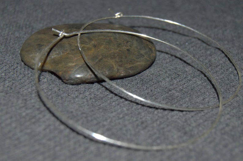 sterling silver hoop earrings, thin silver hoop earrings, large hoop earrings, silver hoops, hammered hoop earrings image 1