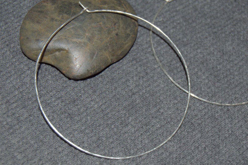 sterling silver hoop earrings, thin silver hoop earrings, large hoop earrings, silver hoops, hammered hoop earrings image 6