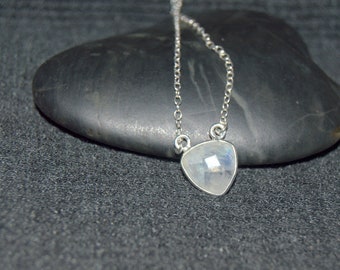 small moonstone necklace, sterling silver chain, small gemstone necklace, natural stone necklace, moonstone jewelry