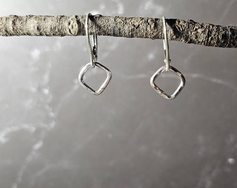 tiny sterling silver lever back earrings, dainty dangle earrings, minimalist jewelry, gift for her