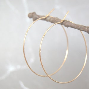 extra thin gold hoop earrings, 1&quot;, 1.5&quot;, 2&quot;, 2.5&quot;, hammered or smooth, 14K gold filled hoops, circle earrings