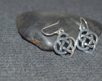 silver celtic knot earrings, sterling silver ear wires, Irish jewelry, eternal knot