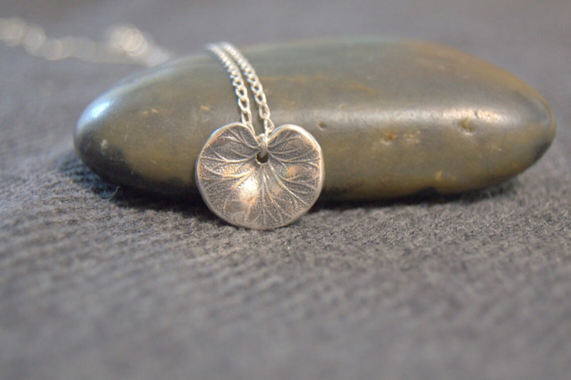 Silver Lily Pad Necklace Botanical Jewelry Sterling Silver Etsy