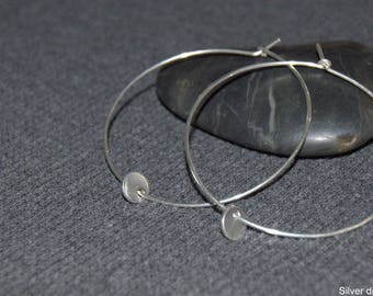 Minimalist Silver Hoop Earrings with Dangle Charms - Perfect Gift for Girlfriend, 2", 2.5", 3", Thin Hoops with Coins