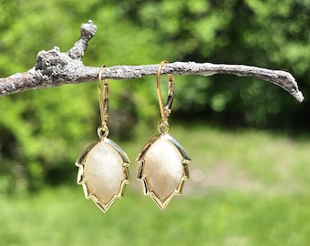 Moonstone Dangle Earrings On Gold Filled Lever Backs, Gifts For Her