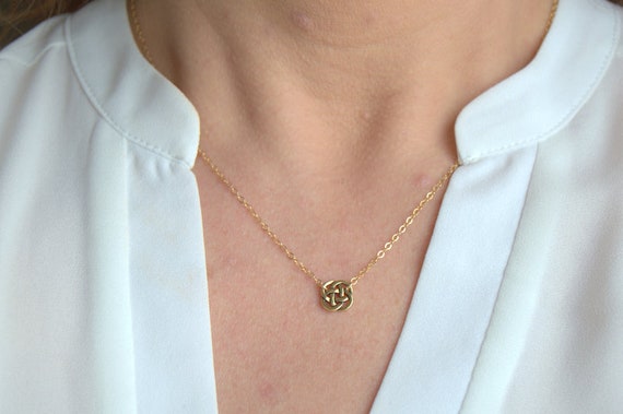 gold Celtic knot necklace, Irish jewelry, minimalist everyday necklace, dainty Celtic necklace